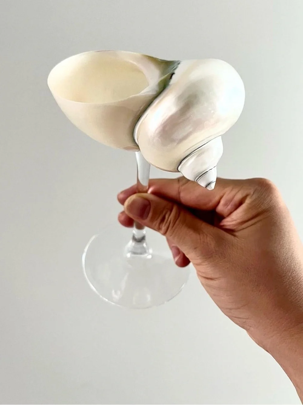 Set of 2 Pearl and Shell Martini Glass - Cream and Pearl Tones